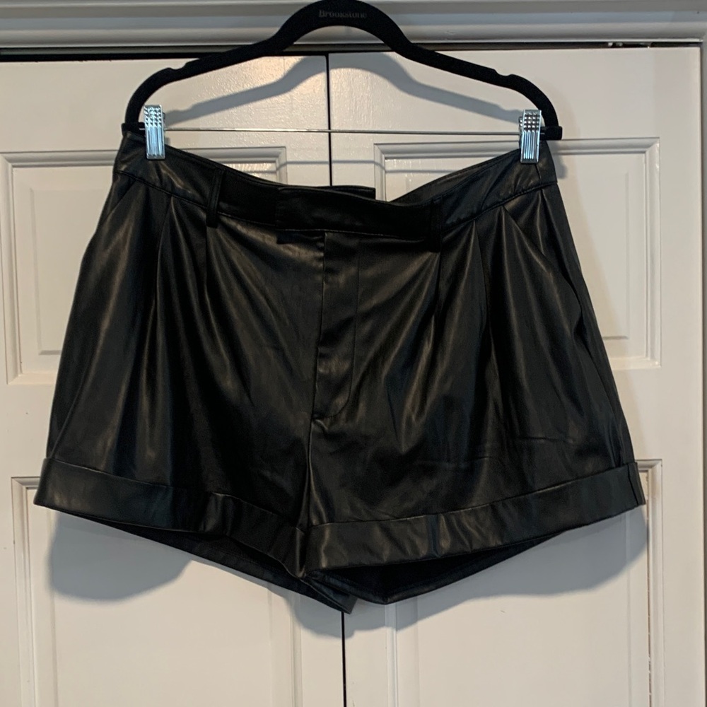Black Women's Faux Leather Shorts